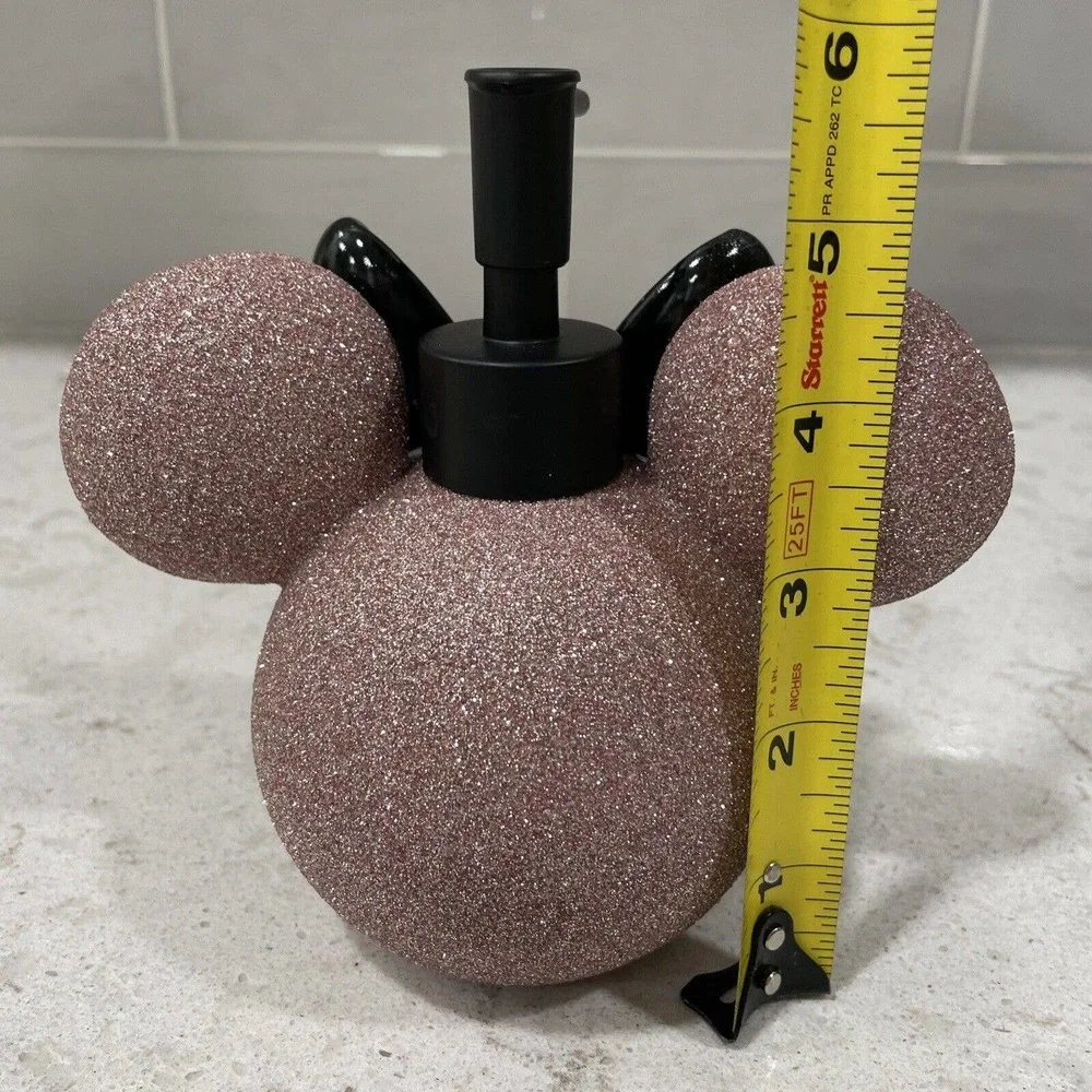 ROSE GOLD GLITTER Bling Black Bow Disney Minnie Mouse Soap Dispenser Pump Mickey